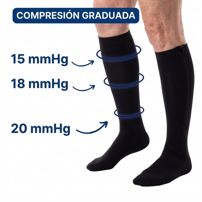 Medias de compresión con cremallera