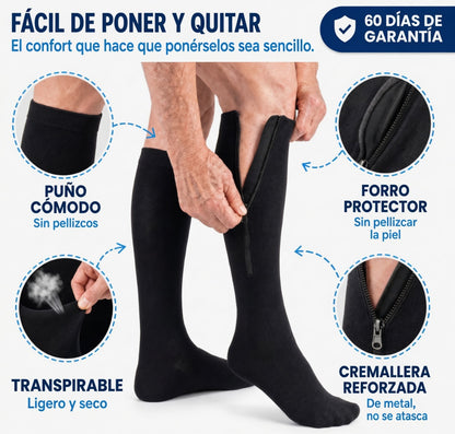 Medias de compresión con cremallera